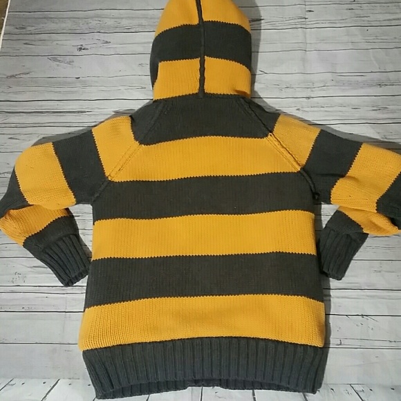 GAP KIDS Yellow & Gray Striped Hooded Sweater 8 M - Picture 5 of 7